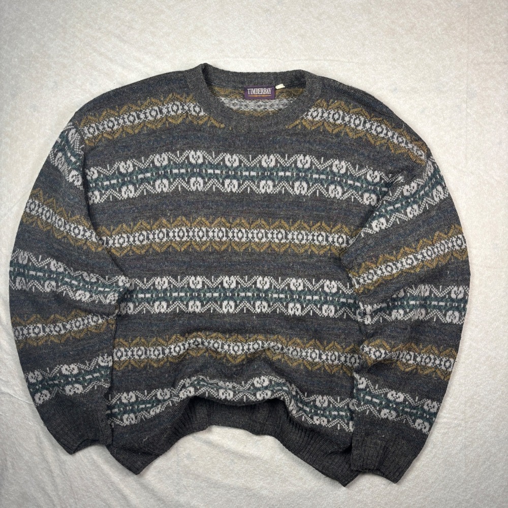 Charcoal Gray Timber Bay Fair Isle Knit Sweater – Size M